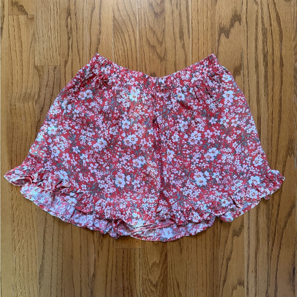 American Eagle Orange Floral Print  Ruffle Hem Shorts size XS